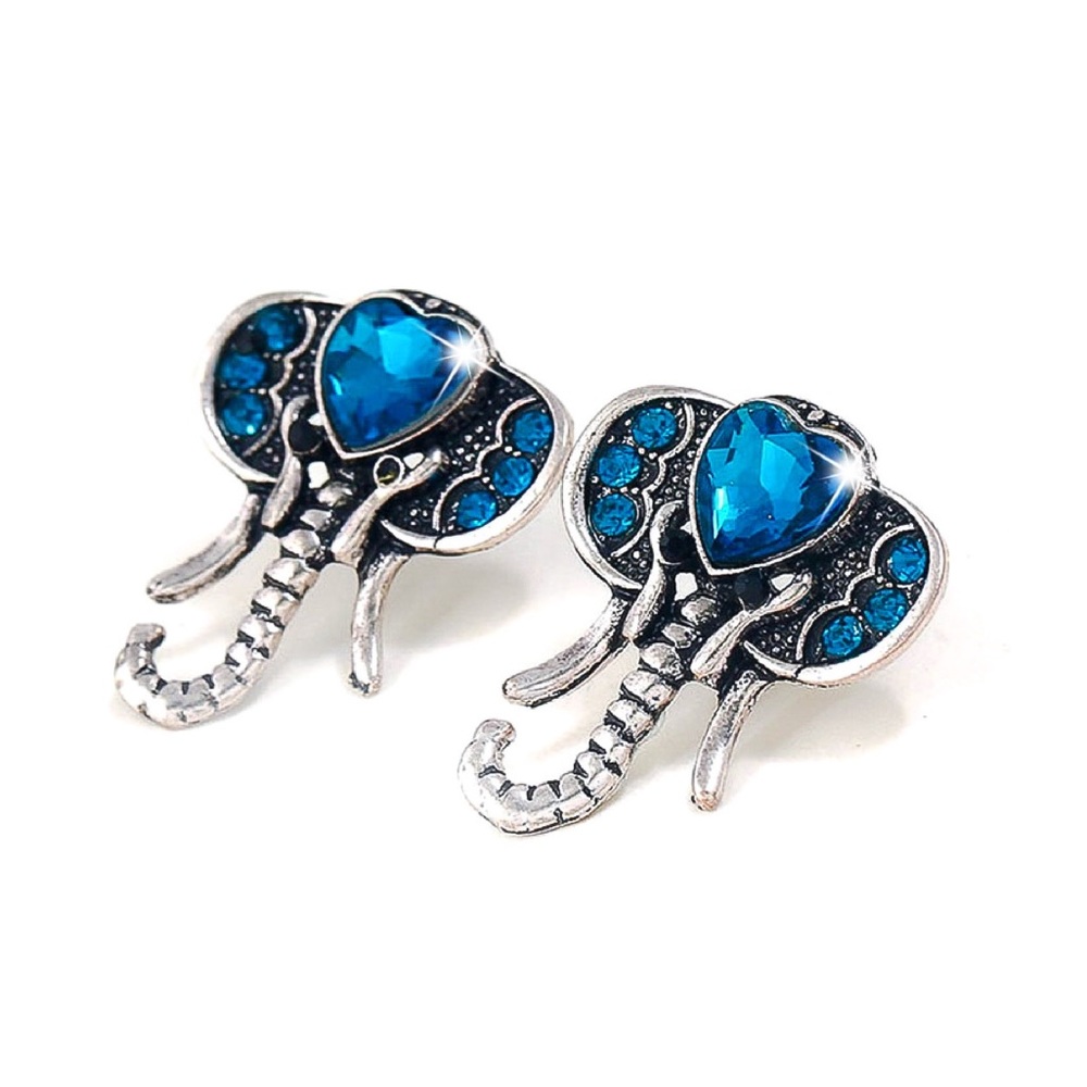 Any 2/$20! Silver Blue Crystal Elephant Earrings - Picture 5 of 8